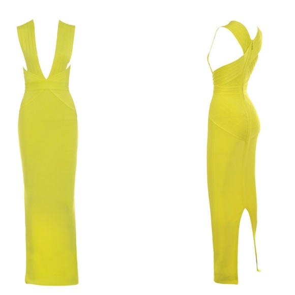 HOUSE OF CB 'Ysabel' Acid Yellow Bandage Maxi Dress NWOT - Picture 5 of 5